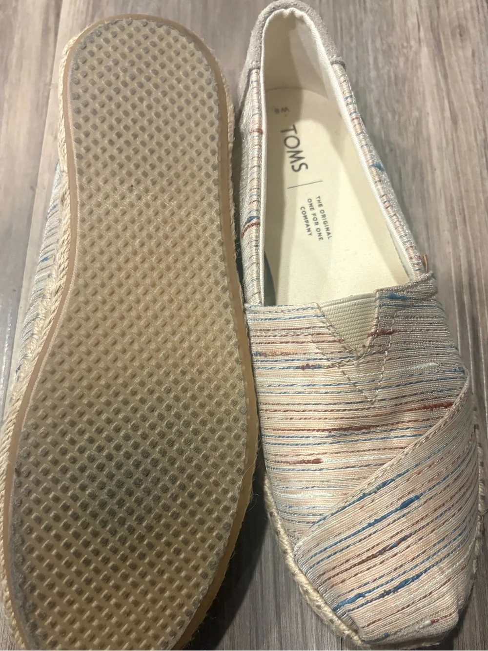 Toms Cream Multistripe Espadrille Slip-On Flats